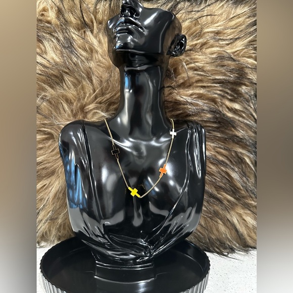 NIB- Stainless Steel Enamel Cross Necklace - Picture 4 of 5